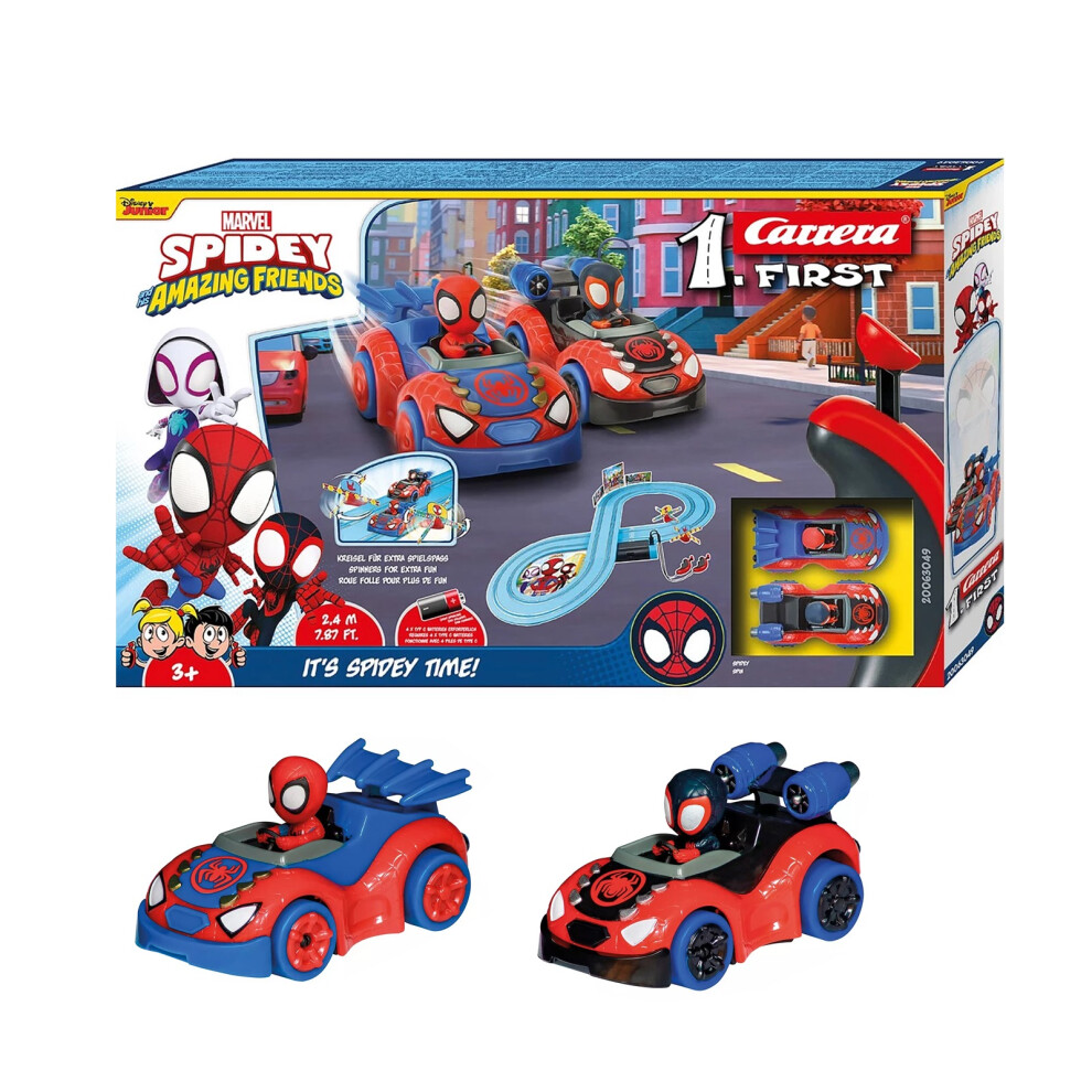 Carrera First Marvel Spidey Amazing Friends On The Track Race Car Set