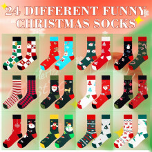 24pcs Christmas Stocking Advent Calendar Blind Box Toy Socks Set Xmas Pattern
