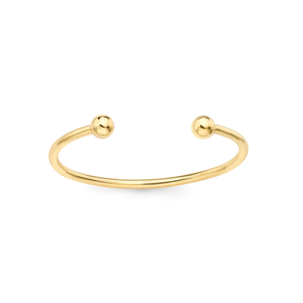 Jewelco London Teens Solid 9ct Yellow Gold Double Bead Torque 2.5mm Maiden Bangle Bracelet - JKB113