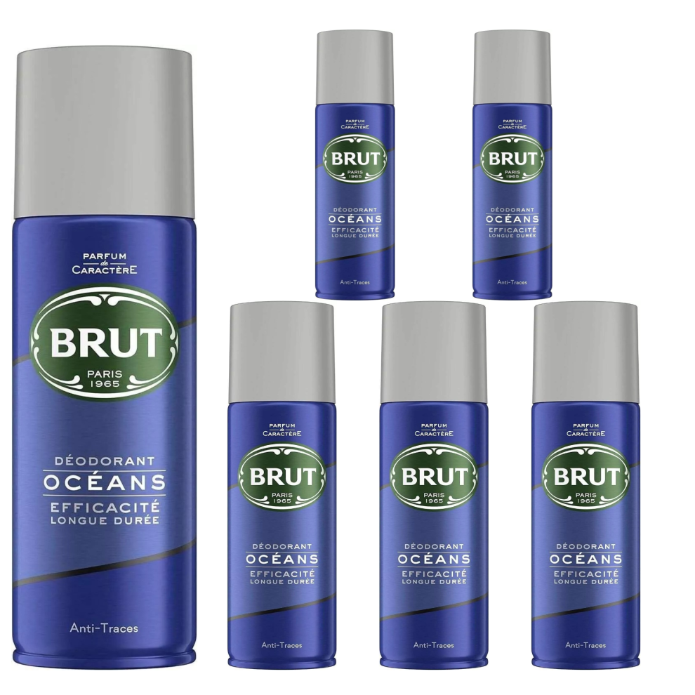 6 x 200ml Brut Deodorant Body Spray Oceans