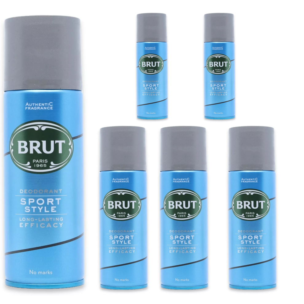 6 x 200ml Brut Deodorant Body Spray Sport Style