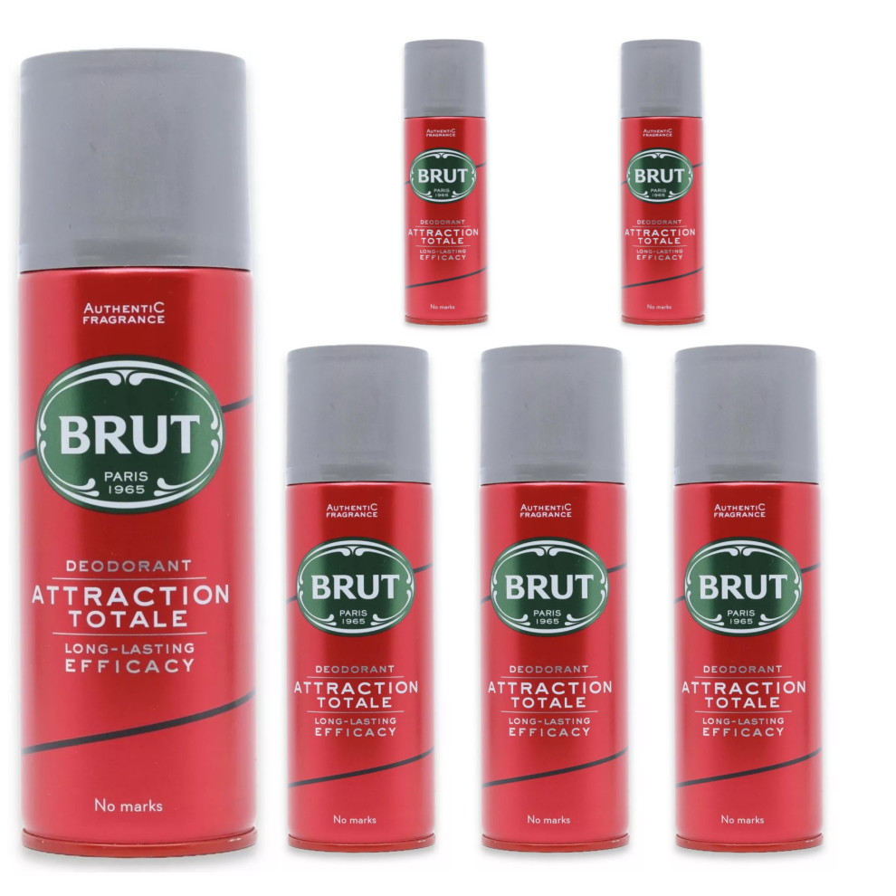 6 x 200ml Brut Deodorant Body Spray Attraction Totale