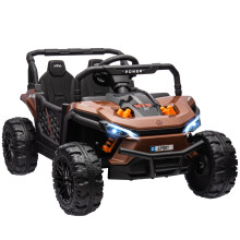 AIYAPLAY Kids Ride on Car, 12V Electric Truck w/ Horn, Lights, USB, Brown