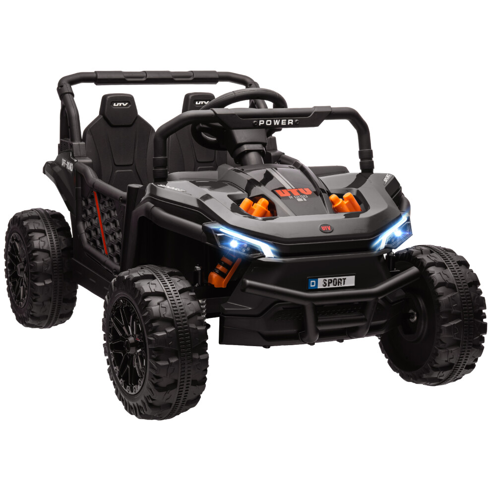 Aiyaplay Kids Ride On Car, 12V Electric Truck W/ Horn, Lights, Usb, Black