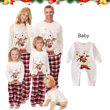 (Father XXL) Xmas Family Matching Pajamas Set Cute Deer Adult Kid Baby Matching Outfits 2024 Christmas Family Pj's Dog Clothes Scarf