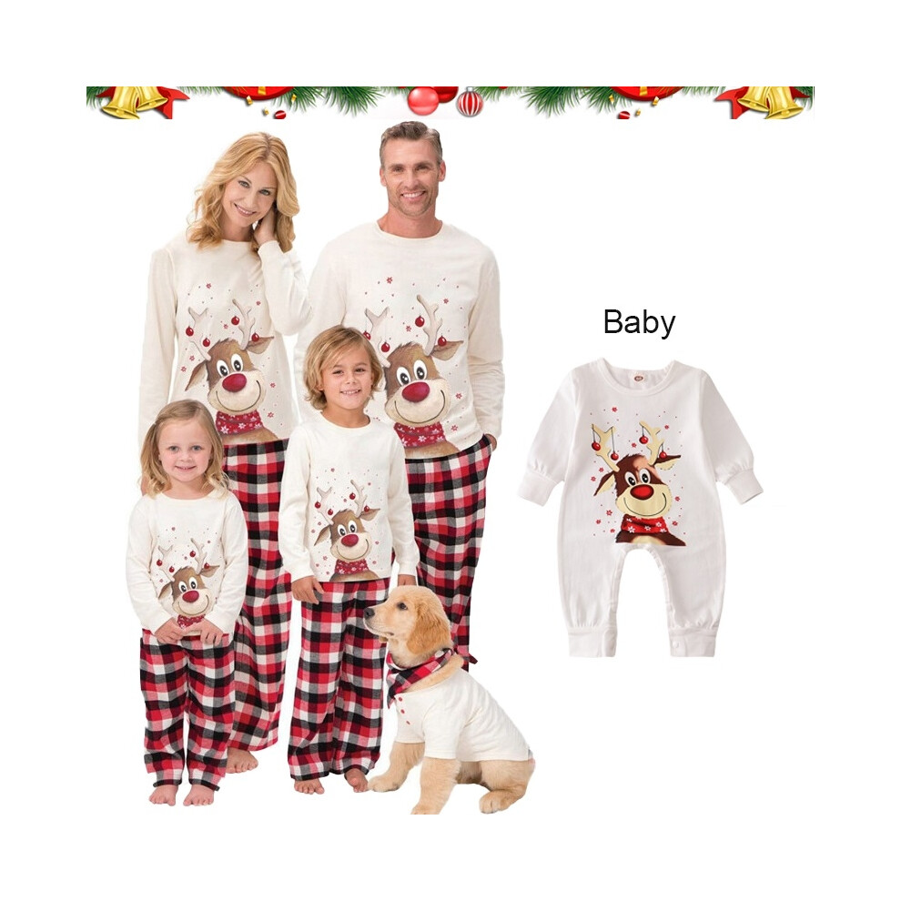 (Kids 2T) Xmas Family Matching Pajamas Set Cute Deer Adult Kid Baby Matching Outfits 2024 Christmas Family Pj's Dog Clothes Scarf