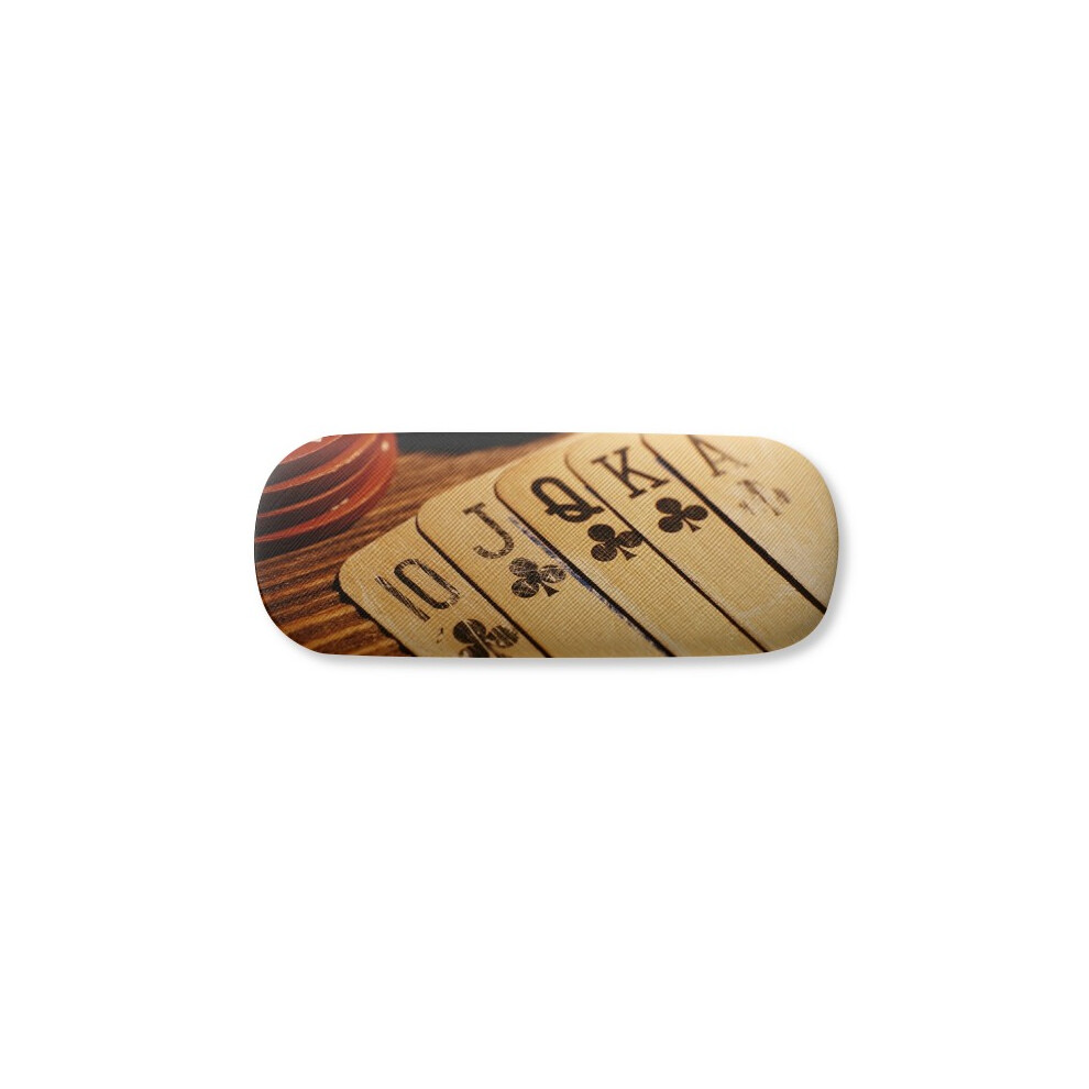Diythinker Old Poker Chip Photo Glasses Case Eyeglasses Hard Shell Storage Spectacle Box