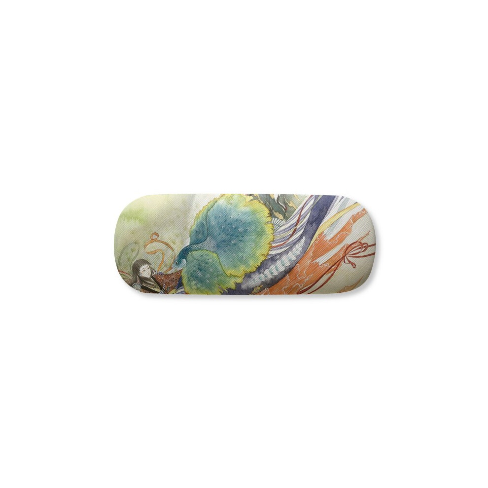 Diythinker Peacock Girl Chinese Antique Illustrator Glasses Case Eyeglasses Hard Shell Storage Spectacle Box
