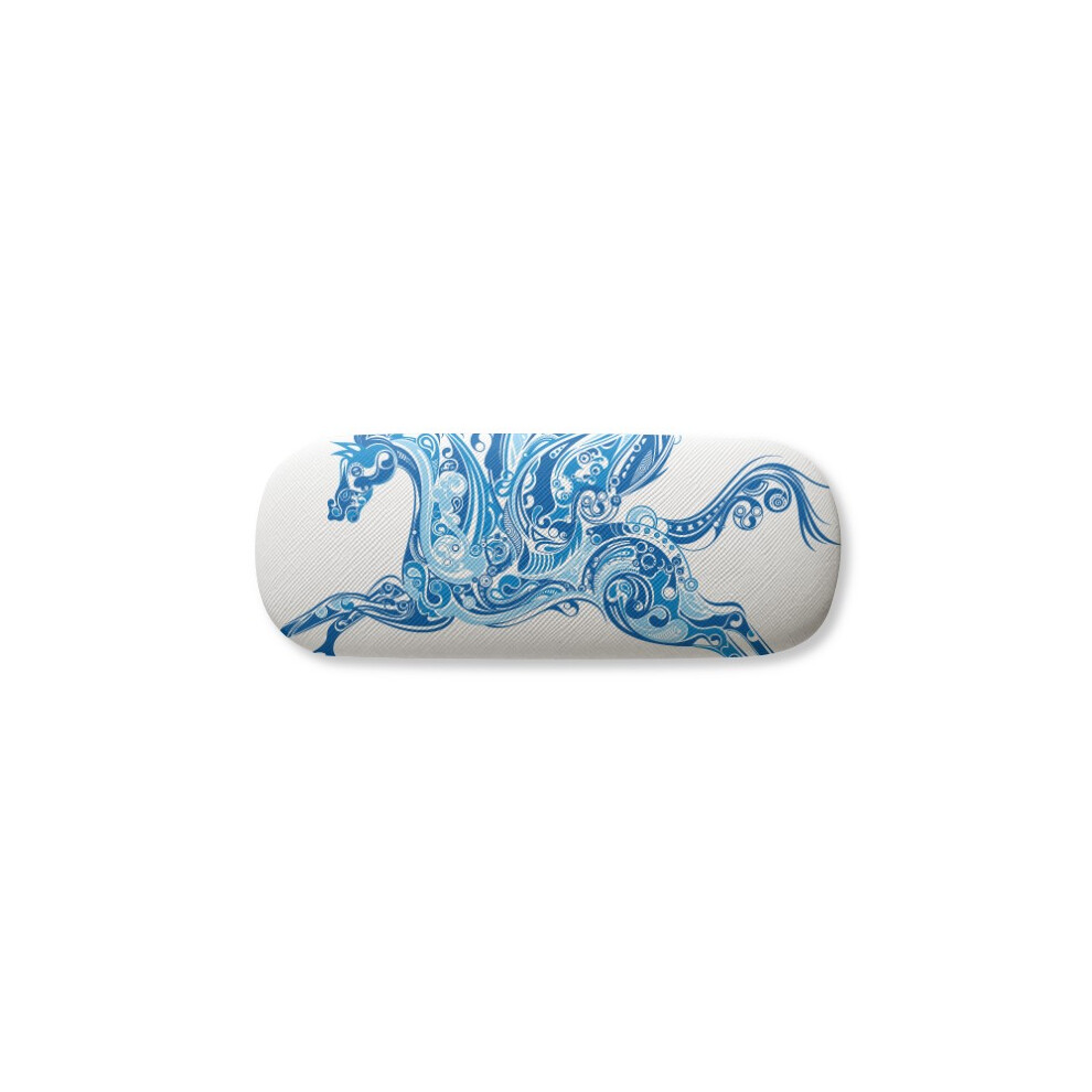 Diythinker Blue/Grain Horse Wing Animal Art Glasses Case Eyeglasses Hard Shell Storage Spectacle Box
