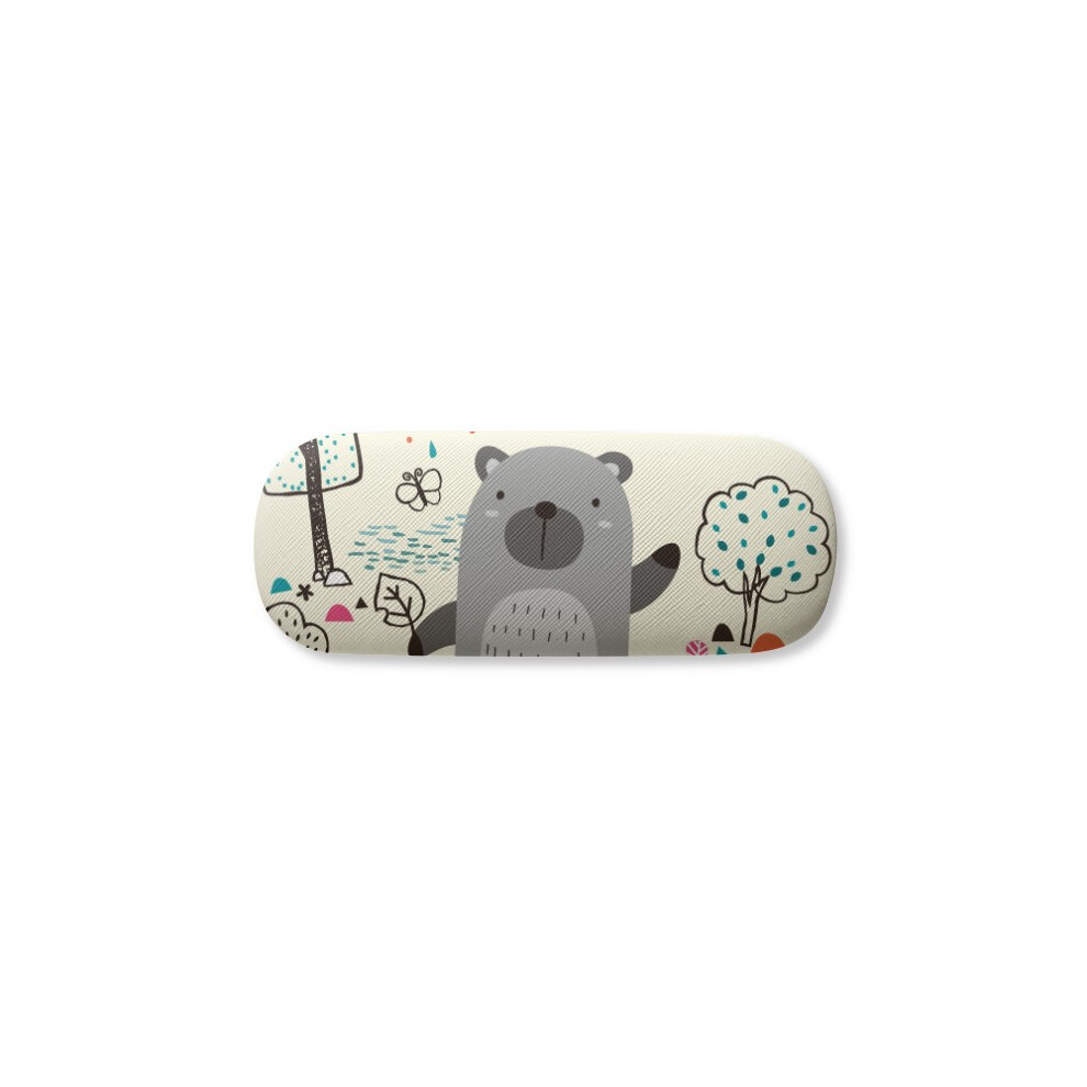 Diythinker Blue Cartoon Rhinoceros Animal Outline Glasses Case Eyeglasses Hard Shell Storage Spectacle Box