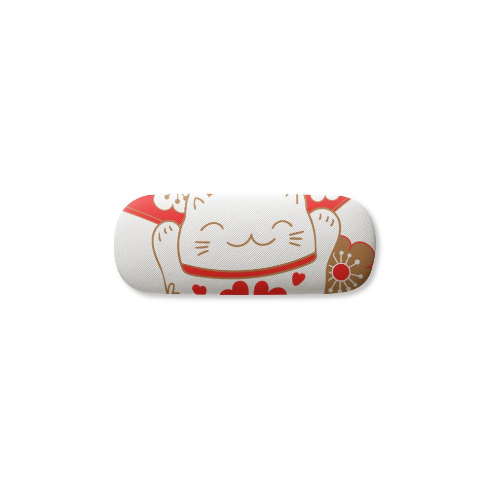 Diythinker Cherry Blossoms Lucky Fortune Cat Japan Glasses Case Eyeglasses Hard Shell Storage Spectacle Box