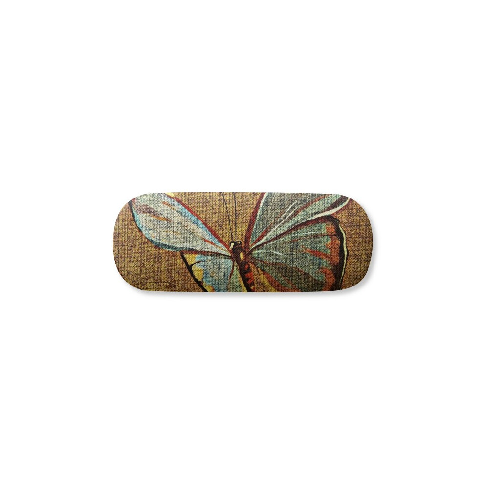 Diythinker Flax Butterfly Tradition Design Embroidery Glasses Case Eyeglasses Hard Shell Storage Spectacle Box