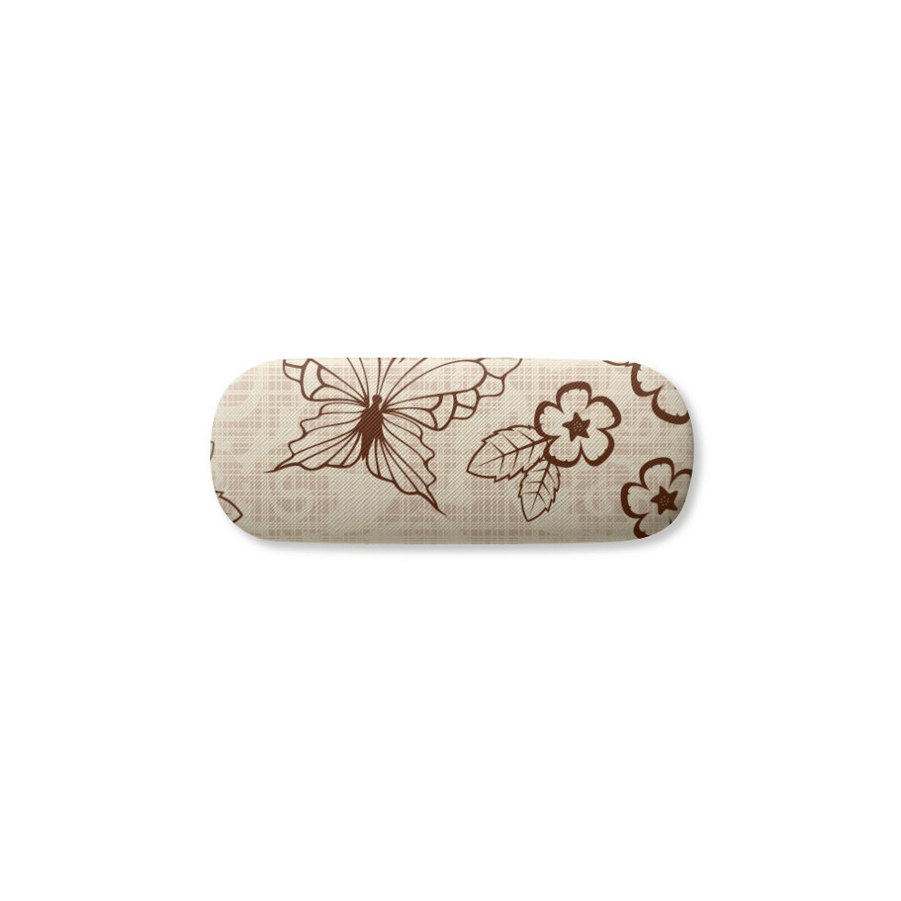 Diythinker Brown Vintage Simple With Flowers Glasses Case Eyeglasses Hard Shell Storage Spectacle Box