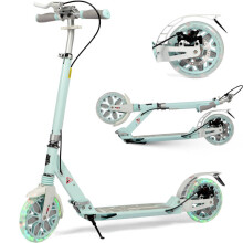(Green ) Scooter for Kids Age 8-12 with 2 Light-up Wheels, 200mm Big Wheels Adult Scooters with Disc Brakes, Foldable Teenager Kick Scooter for 11-15