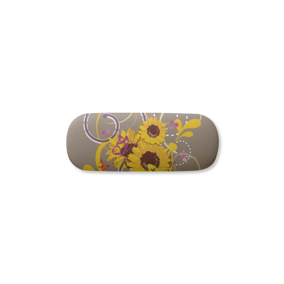 Diythinker Flower Sunflower Illustration Glasses Case Eyeglasses Hard Shell Storage Spectacle Box