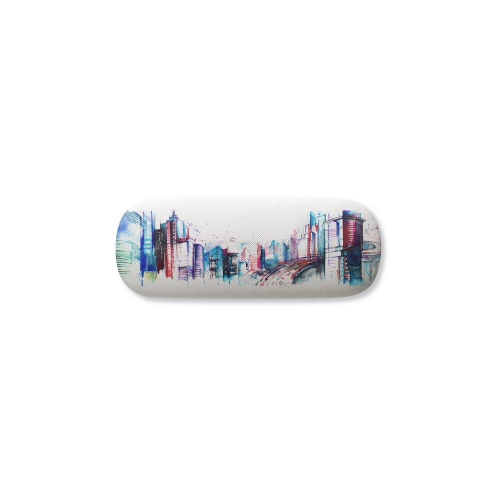 Diythinker Modern Building Skyscraper Watercolor Glasses Case Eyeglasses Hard Shell Storage Spectacle Box