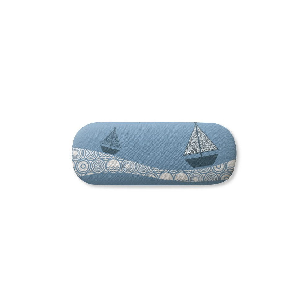 Diythinker Sea Wave Boat Landscape Cloud Illustration Glasses Case Eyeglasses Hard Shell Storage Spectacle Box