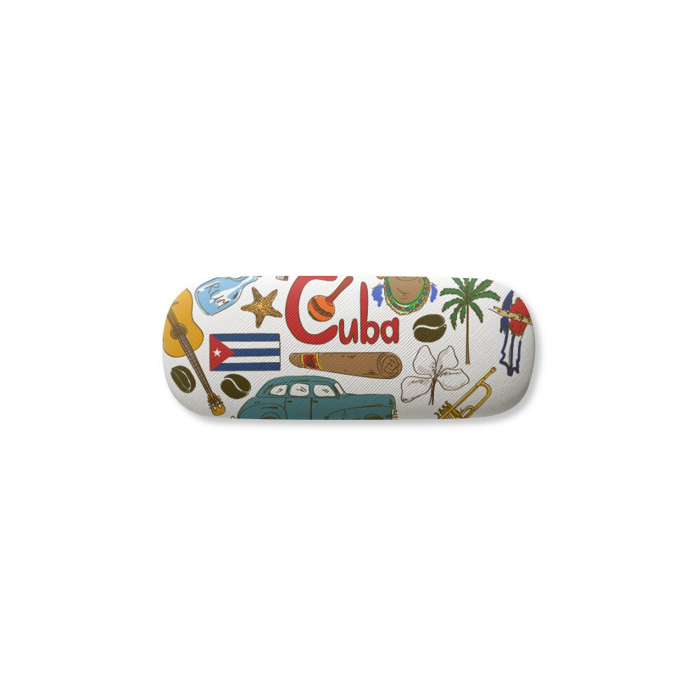Diythinker Cuba Love Heart Landscap National Flag Glasses Case Eyeglasses Hard Shell Storage Spectacle Box