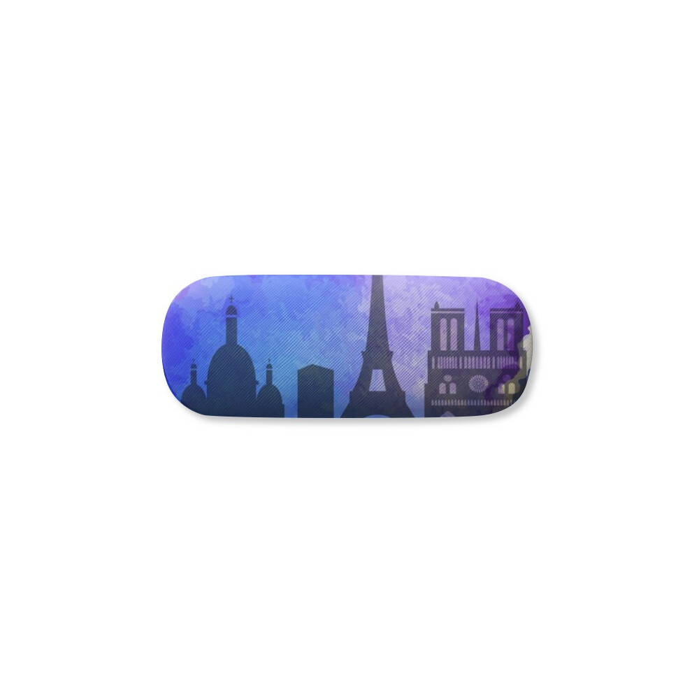 Diythinker Blue France Paris Eiffel Tower Watercolor Glasses Case Eyeglasses Hard Shell Storage Spectacle Box