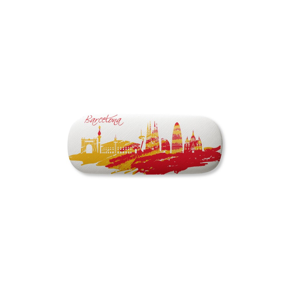 Diythinker Red/Yellow City Outline Barcelona Glasses Case Eyeglasses Hard Shell Storage Spectacle Box