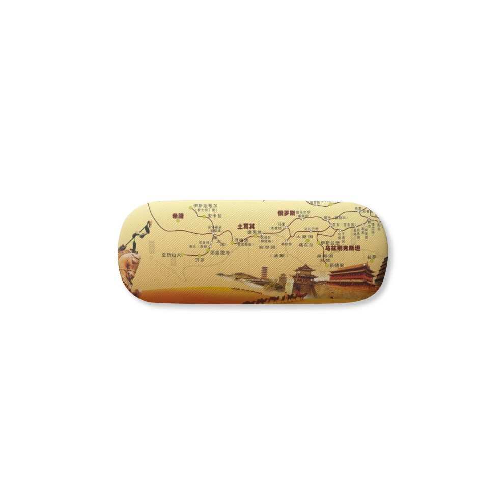 Diythinker Landmark Camel Desert Journey Silk Road Map Glasses Case Eyeglasses Hard Shell Storage Spectacle Box