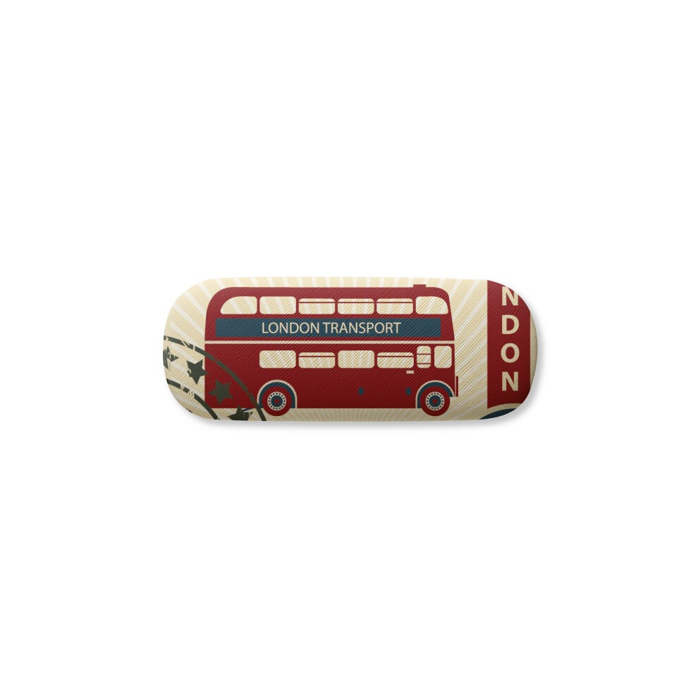 Diythinker London Doubledecker Stamp England Britain Uk Glasses Case Eyeglasses Hard Shell Storage Spectacle Box