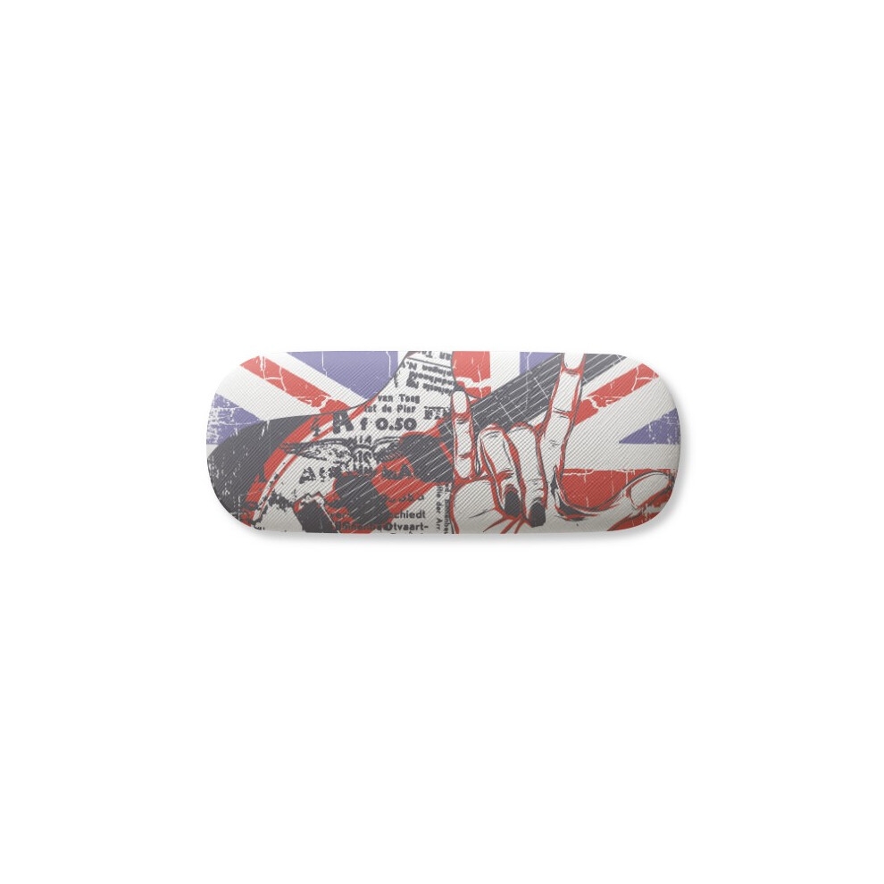 Diythinker Rock Guitar England Britain Country Flag Uk Glasses Case Eyeglasses Hard Shell Storage Spectacle Box