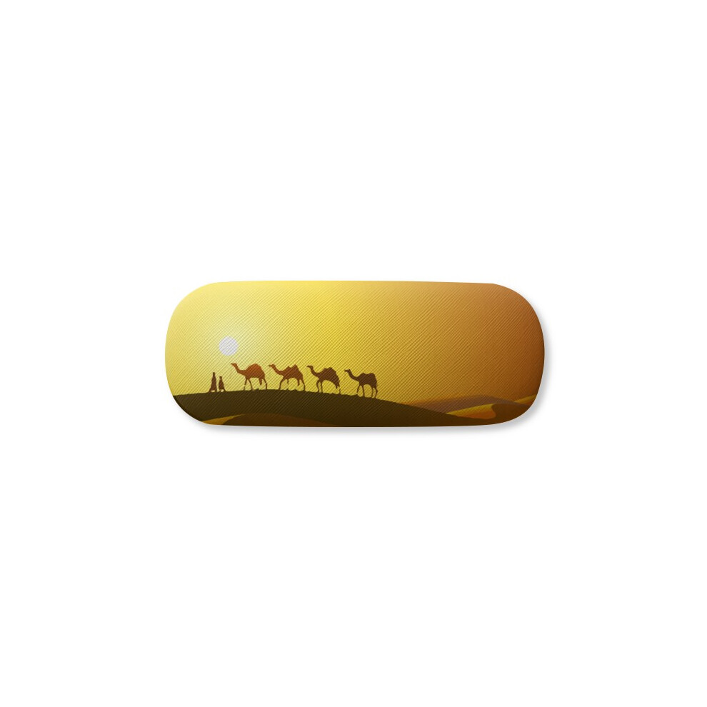 Diythinker Sunset All The Way To The Silk Road Camel Desert Glasses Case Eyeglasses Hard Shell Storage Spectacle Box