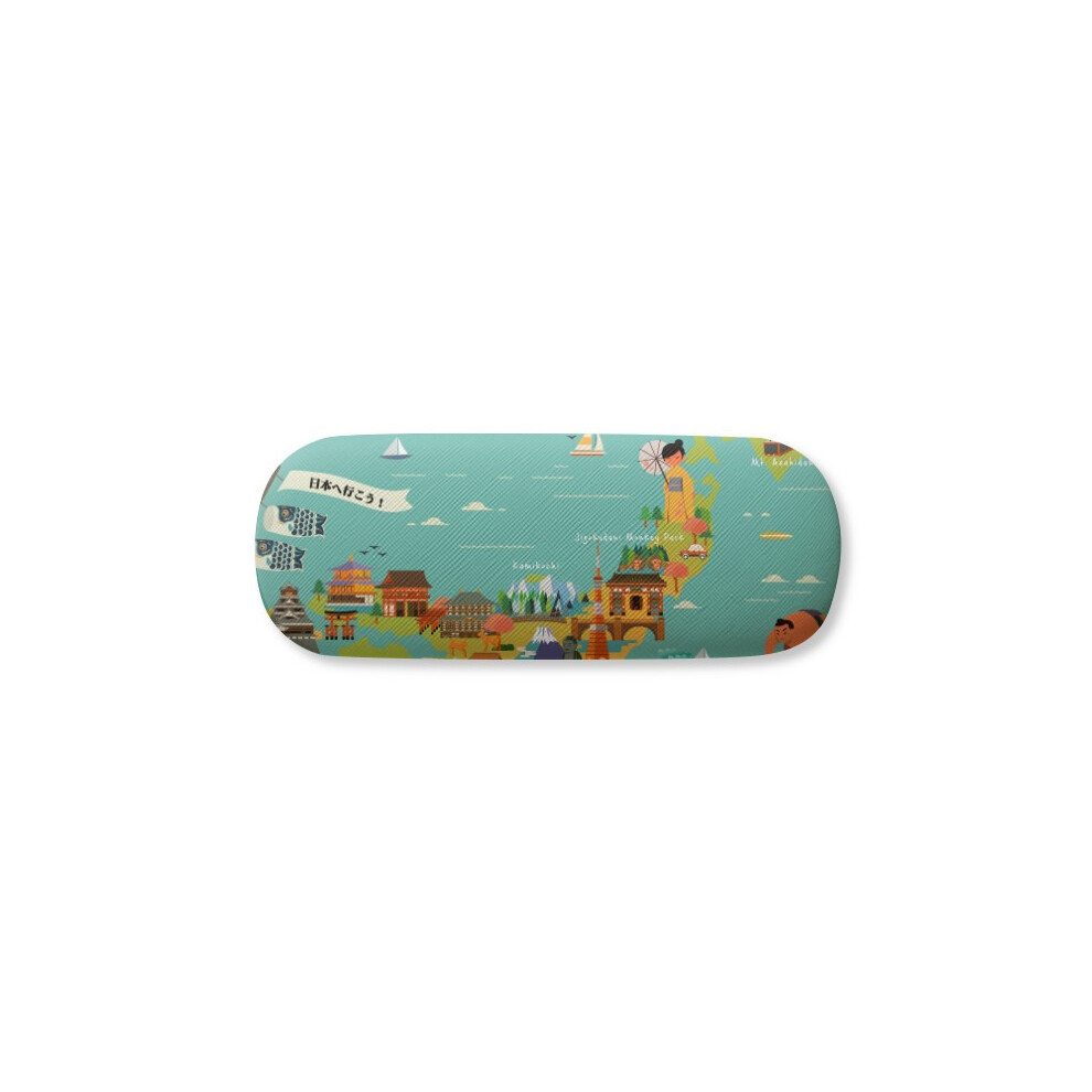Diythinker Traditional Japanese Culture Map Glasses Case Eyeglasses Hard Shell Storage Spectacle Box