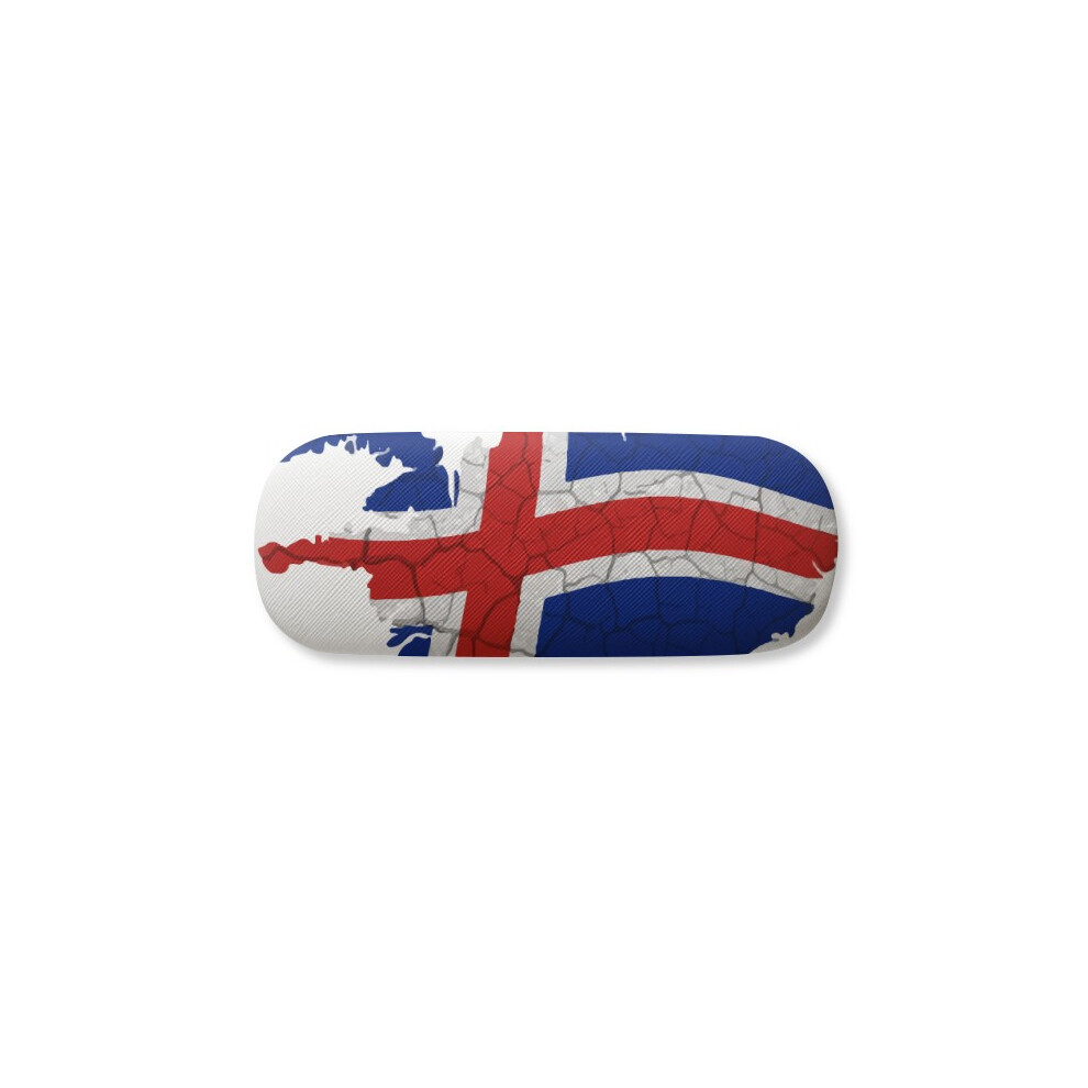 Diythinker Map Iceland Flag Pattern Glasses Case Eyeglasses Hard Shell Storage Spectacle Box