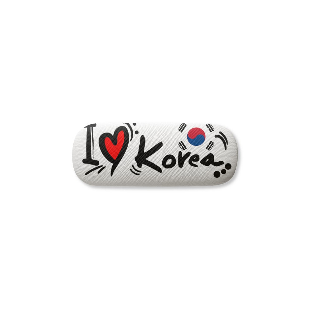 Diythinker I Love Korea Word Flag Love Heart Illustration Glasses Case Eyeglasses Hard Shell Storage Spectacle Box