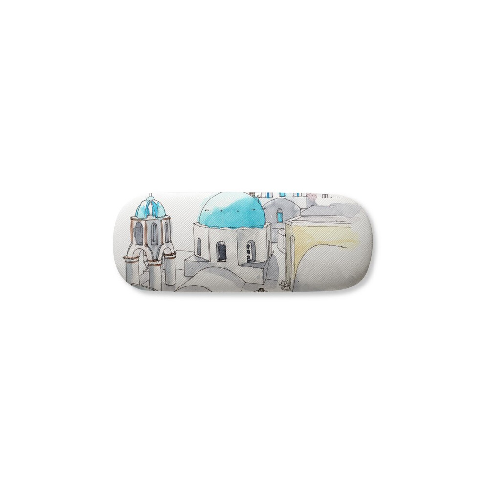 Diythinker Imerovigli Village In Santorini Greece Glasses Case Eyeglasses Hard Shell Storage Spectacle Box