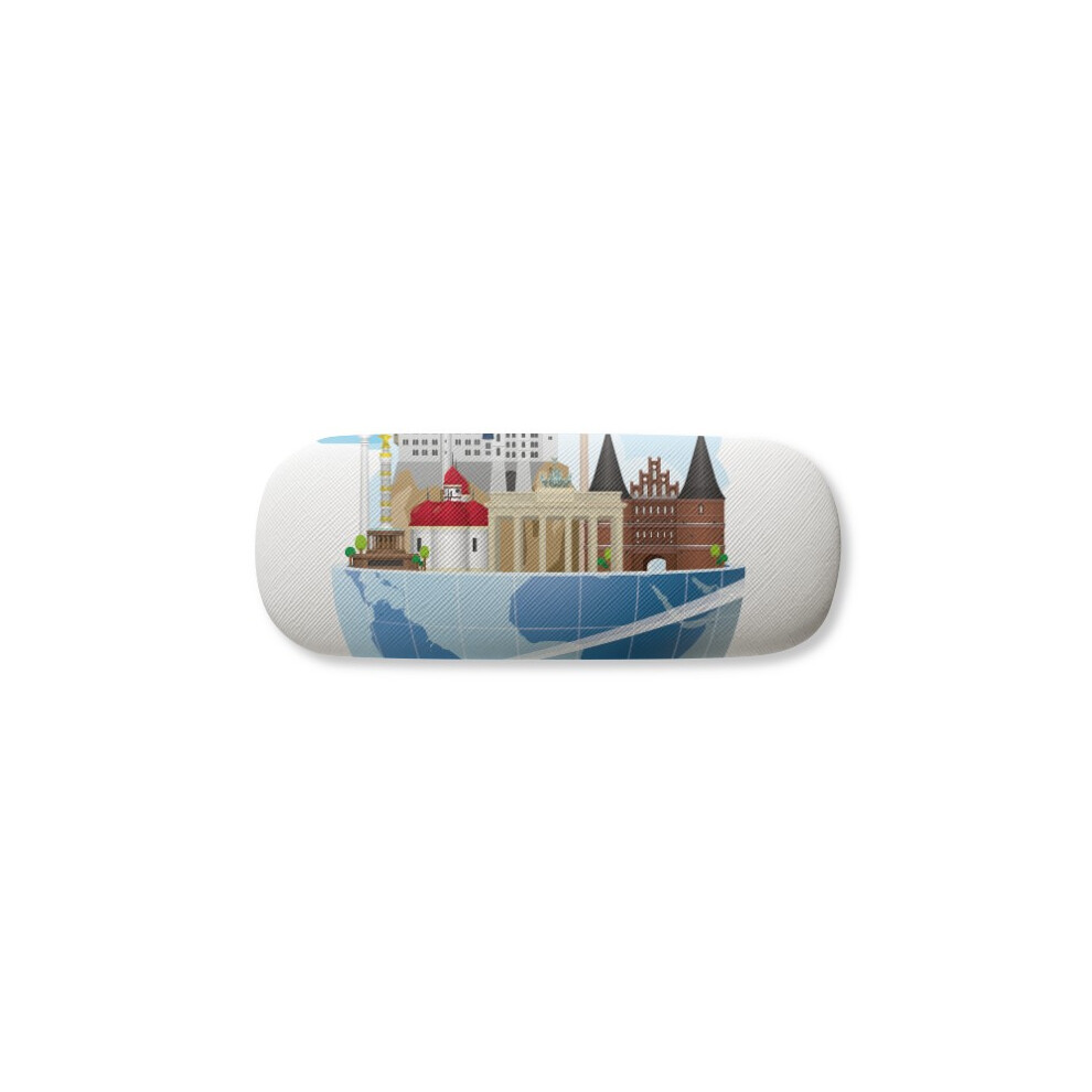 Diythinker Landmark Journey Germany Plane Glasses Case Eyeglasses Hard Shell Storage Spectacle Box