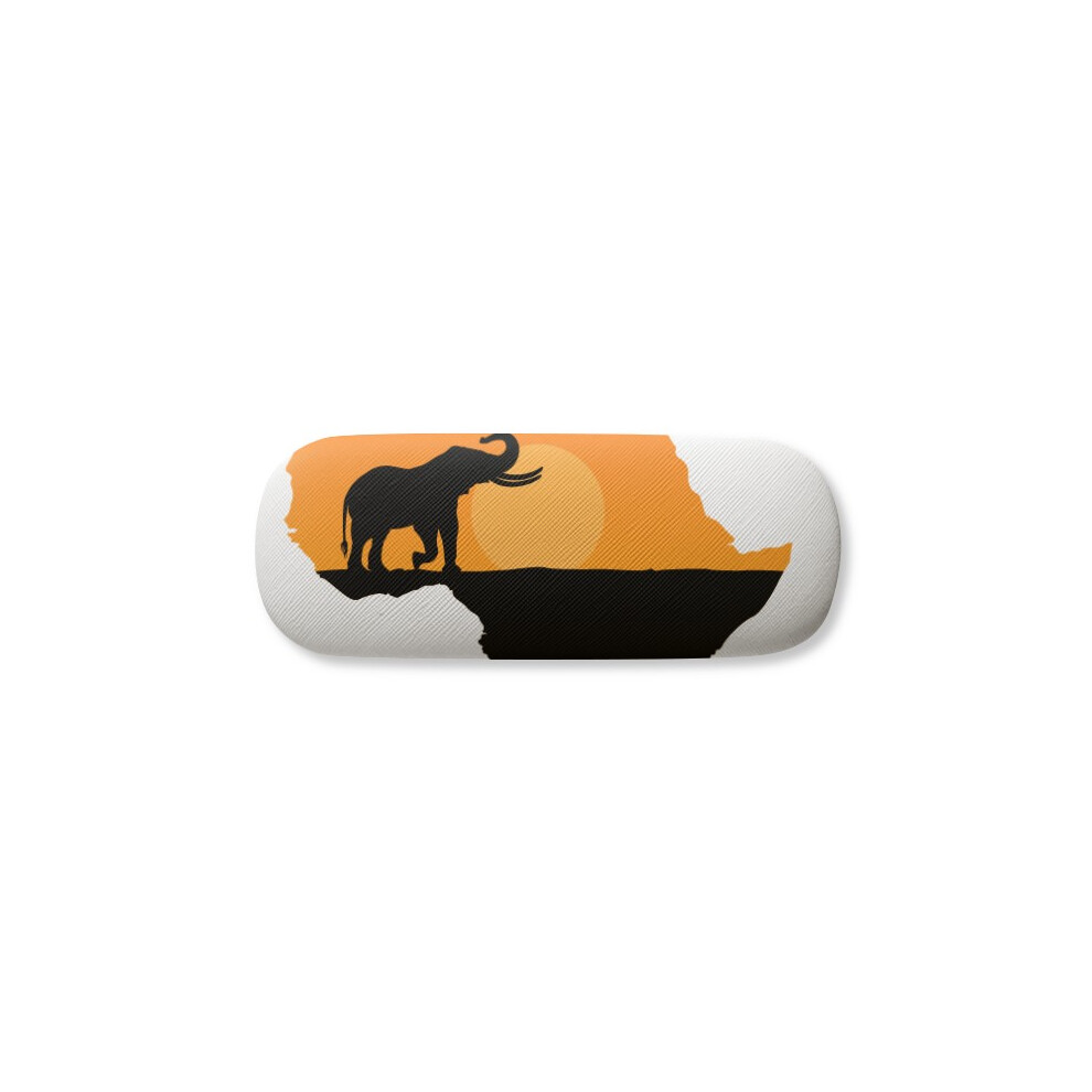 Diythinker Africa Map Savanna Elephant Life Glasses Case Eyeglasses Hard Shell Storage Spectacle Box