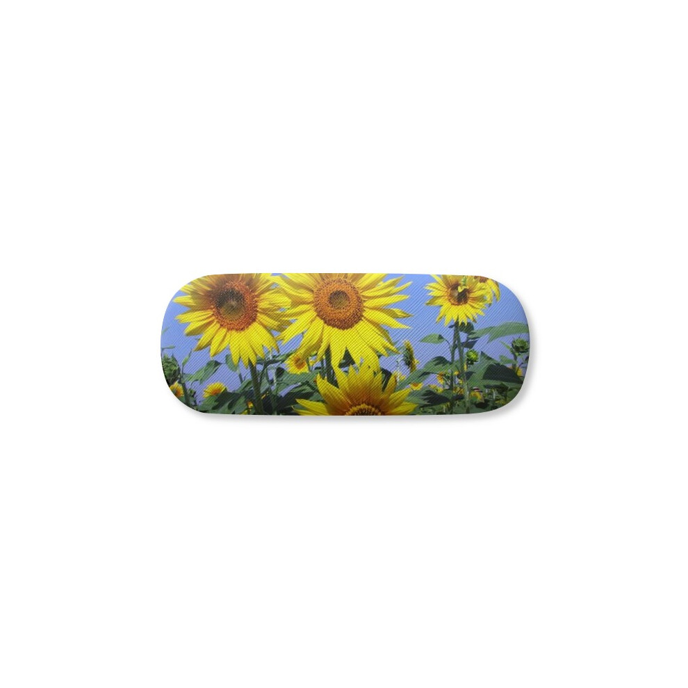 Diythinker Blue Sunshine Flowers Sunflowers Glasses Case Eyeglasses Hard Shell Storage Spectacle Box