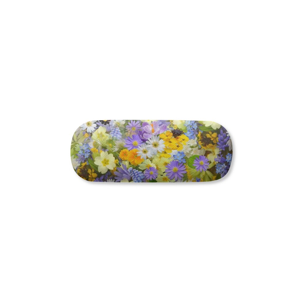 Diythinker Yellow/Blue Flowers Shrubs Glasses Case Eyeglasses Hard Shell Storage Spectacle Box