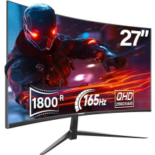 Gawfolk 2K 165Hz Curved Monitor, 27 Inch QHD 2560x1440p 144Hz Gaming Monitor with AMD FreeSync, Flicker-Free, 2X HDMI 2.0