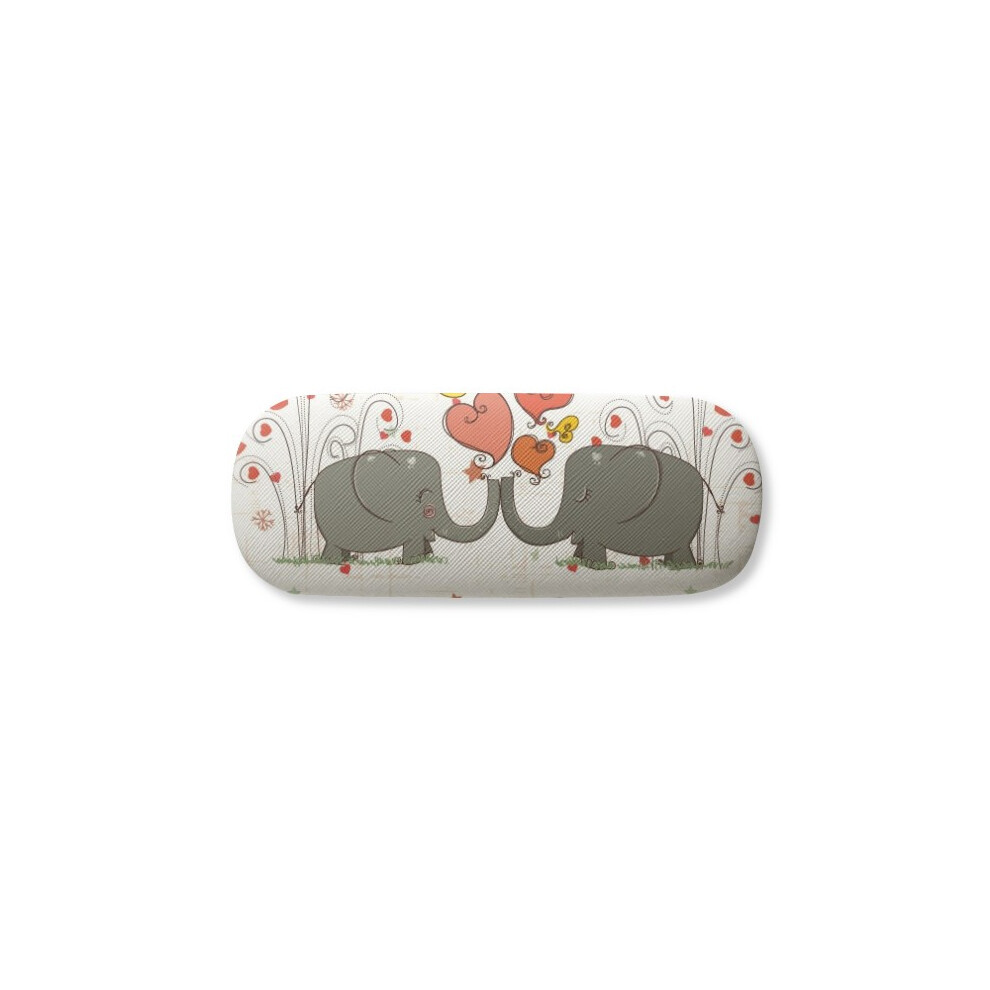 Diythinker Grey Kissing Elephants Valentine's Day Glasses Case Eyeglasses Hard Shell Storage Spectacle Box
