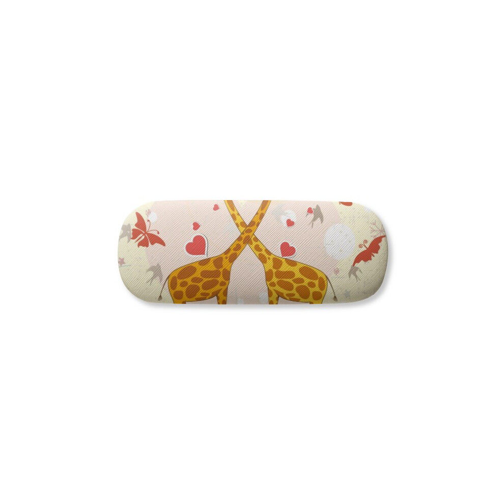 Diythinker Yellow Kissing Giraffes Valentine's Day Glasses Case Eyeglasses Hard Shell Storage Spectacle Box