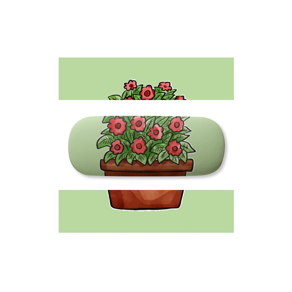 Diythinker Red Little Potted Flower Glasses Case Eyeglasses Hard Shell Storage Spectacle Box