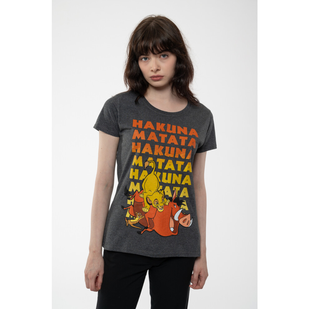 (S, Black) The Lion King Hakuna Matata Rep Skinny Fit T Shirt