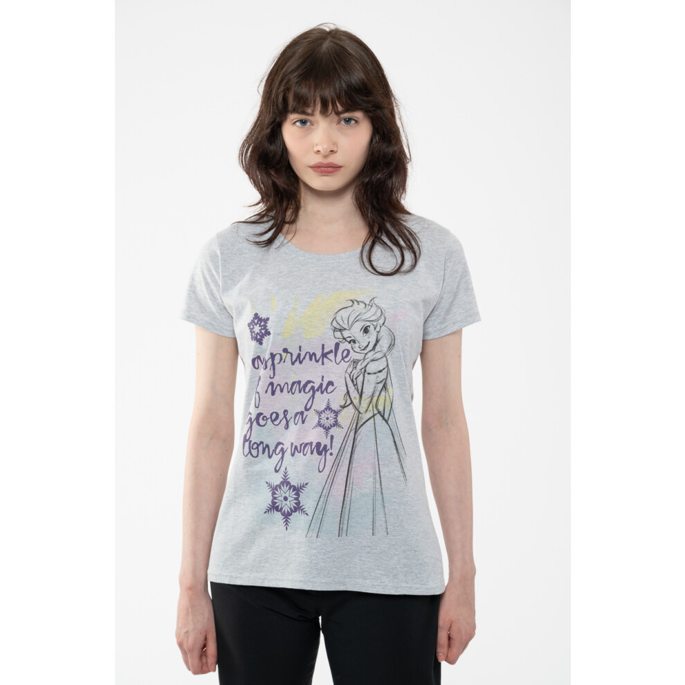 (XL, Black) Disney Frozen Sparkle Wherever You Go Skinny Fit T Shirt