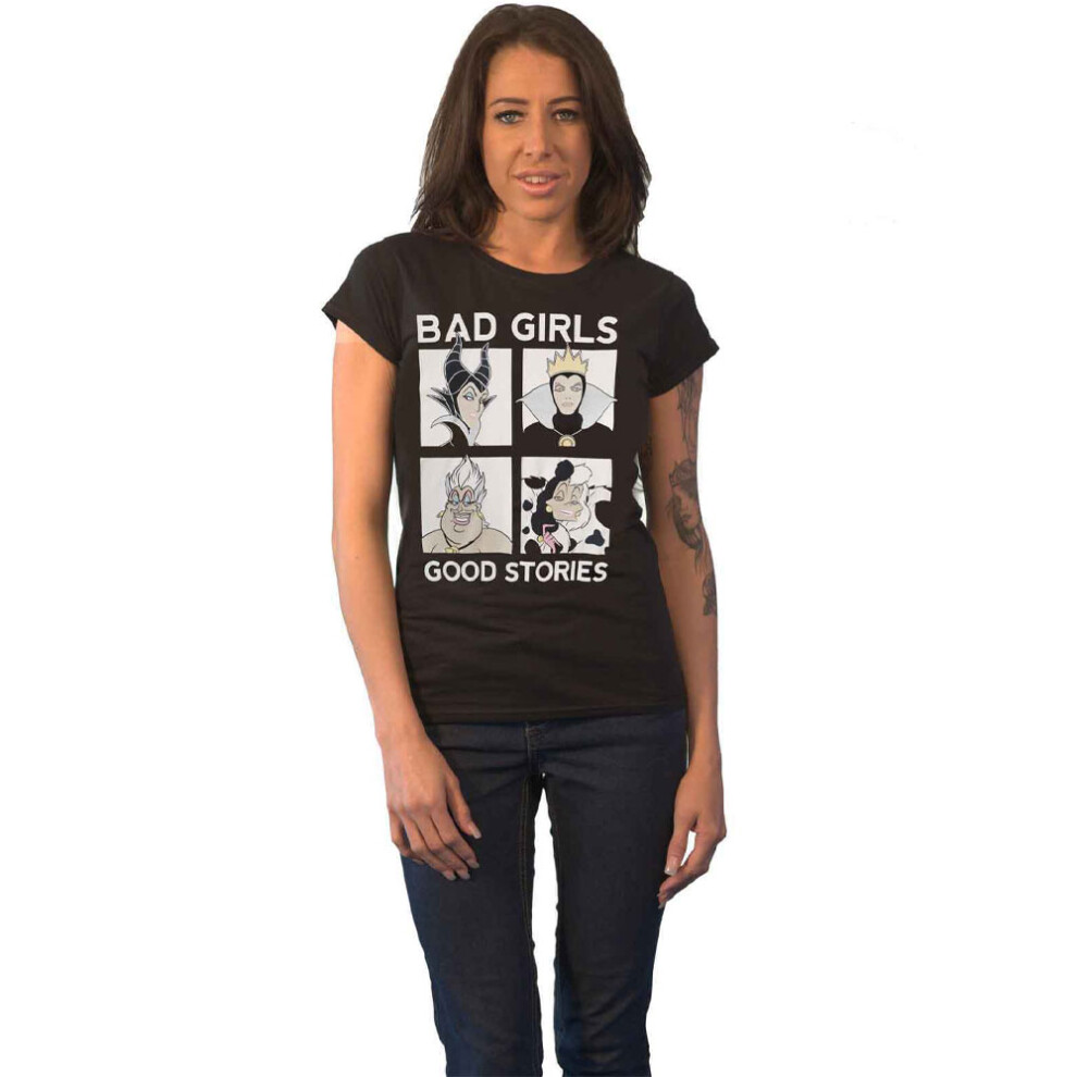 (XL, Black) Disney Villains Bad Girls Good Stories Skinny Fit T Shirt