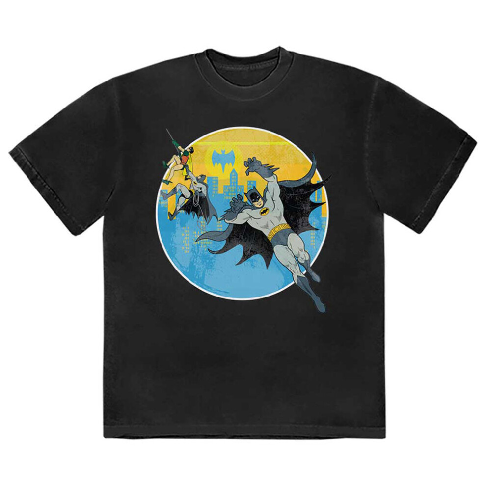 Dc Comics Men's Black (Xl, ) Batman Bat Leap Logo T Shirt