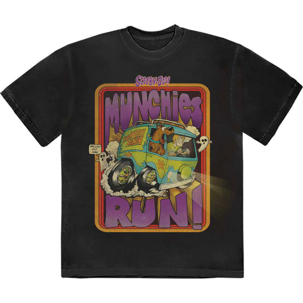 (S, Black) Scooby Doo Munchies Run T Shirt