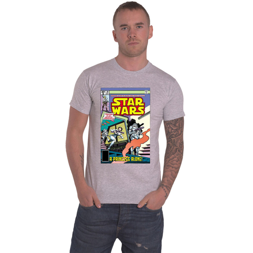 (S, Grey) Star Wars A Princess Alone Comic Cover T Shirt