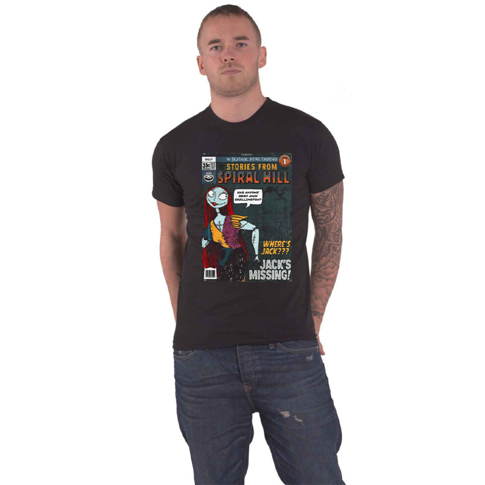 (XXL, Black) The Nightmare Before Christmas Spiral Hill Sally T Shirt