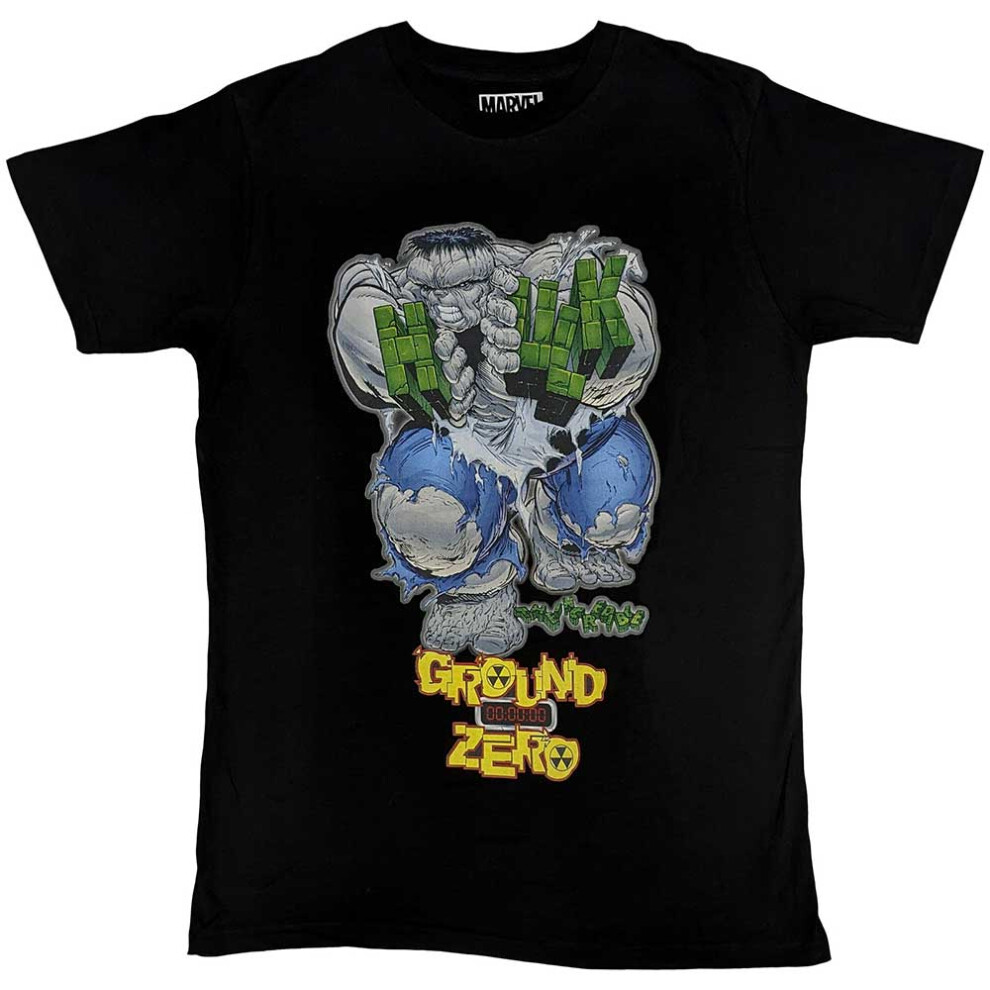 (XL, Black) Marvel T Shirt Hulk Ground Zero new Official Mens black