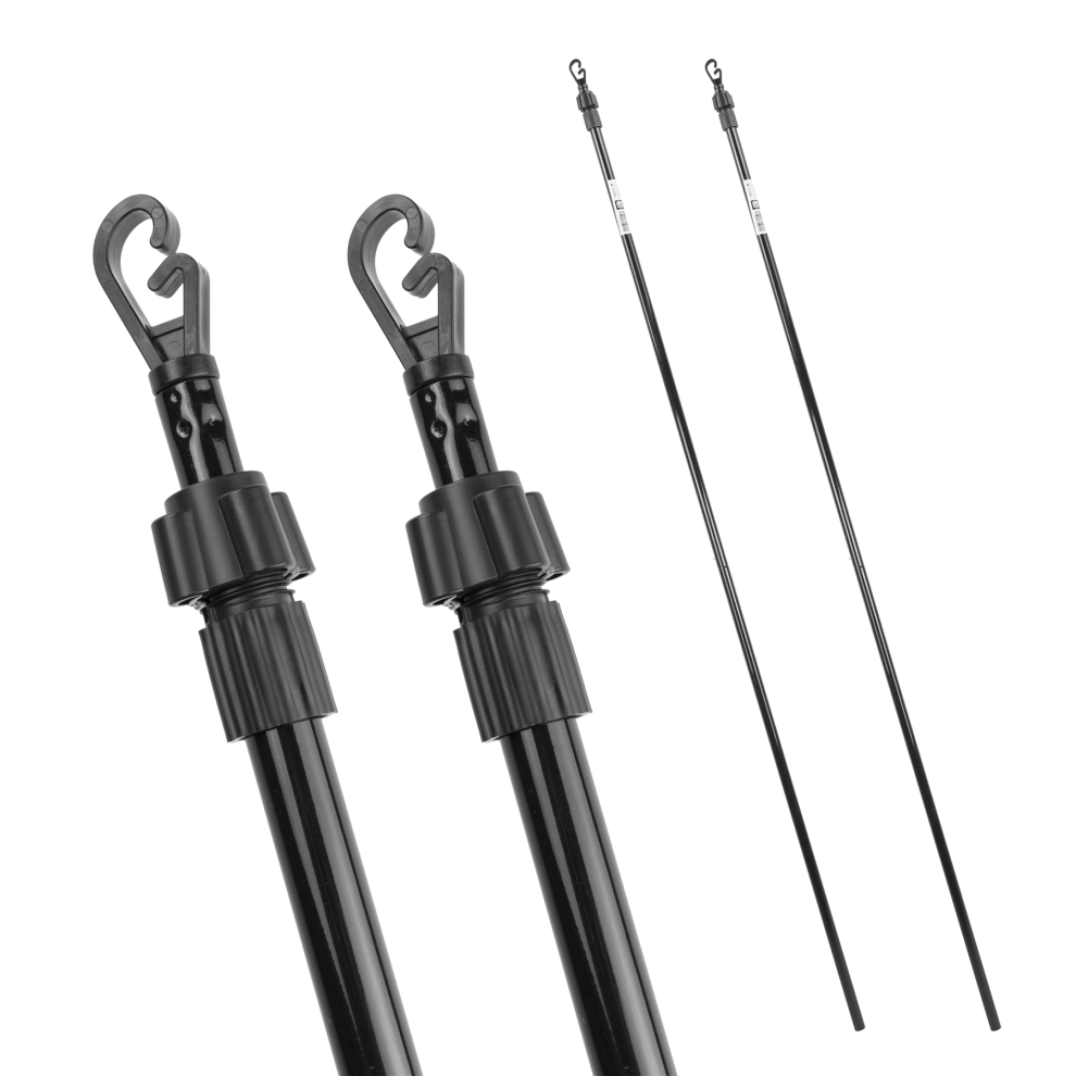 KCT 2x 2.4m Washing Line Prop Pole Heavy Duty Outdoor Extendable Clothes Line Support Laundry Telescopic Adjustable Extending for Garden Drying