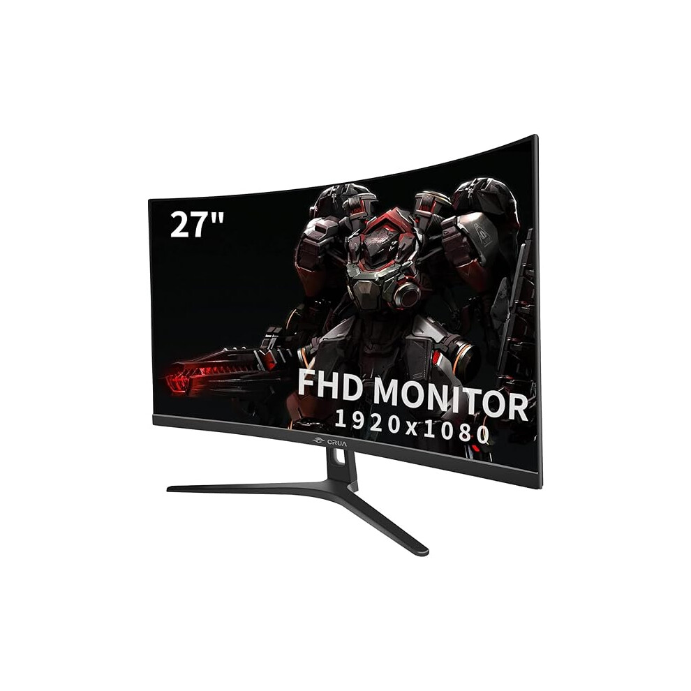 Crua 27 Inch 180Hz Curved Gaming Monitor, Full Hd 1080P 1800R Frameless Computer Monitor, 1Ms Gtg With Freesync, Low Motion Blur, Eye Care, Vesa Blue/Light 1234567983219